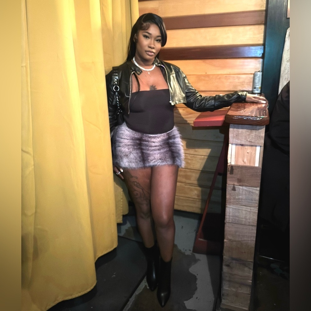 Fur mini skirt